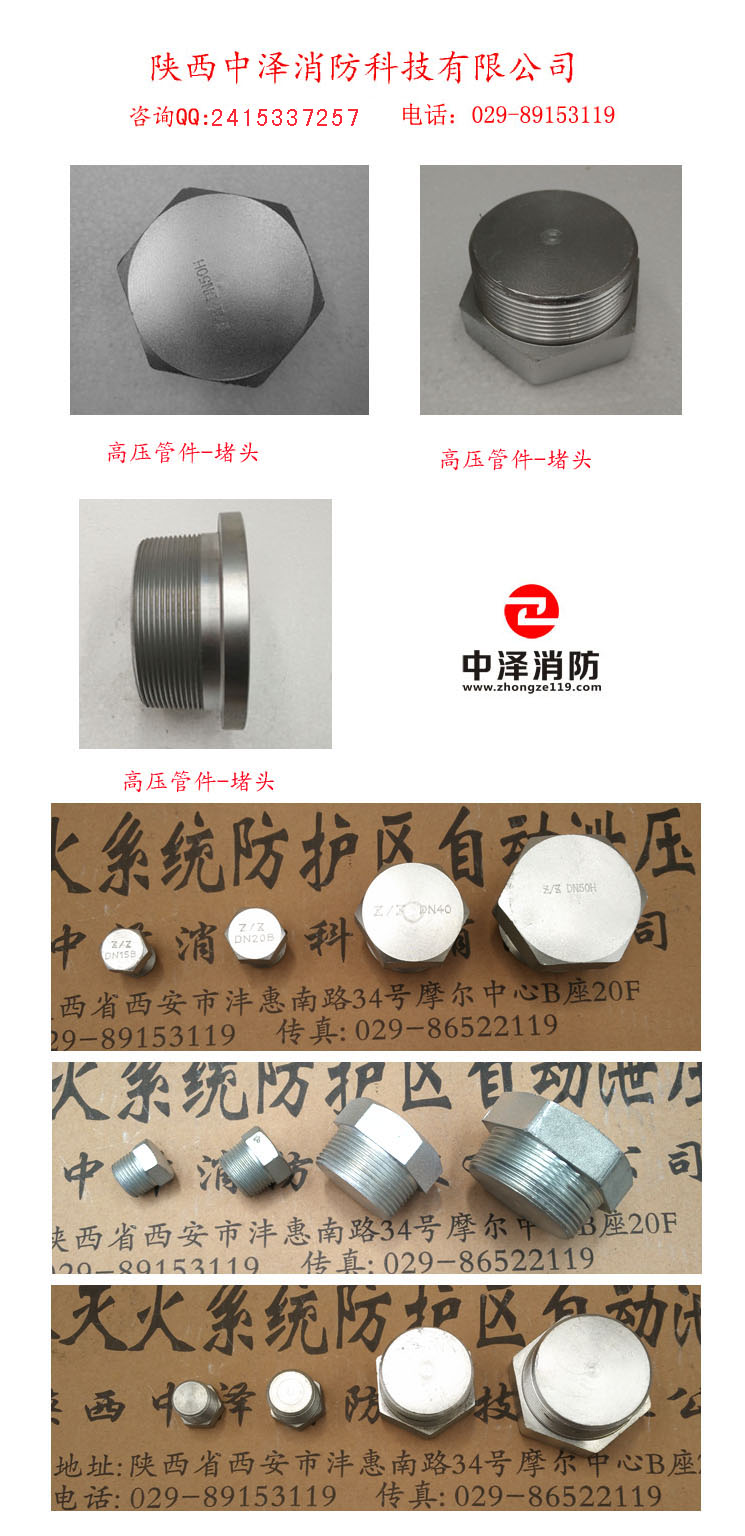 气体灭火高压管件  高压管件厂家  高压管件-堵头